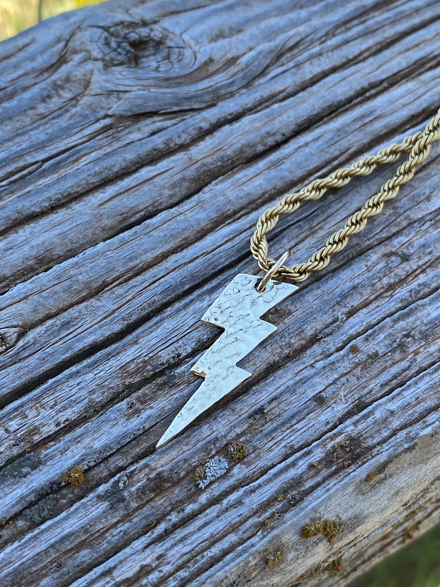 Small Hammered Lightning Bolt Pendant – Southern Silver Company
