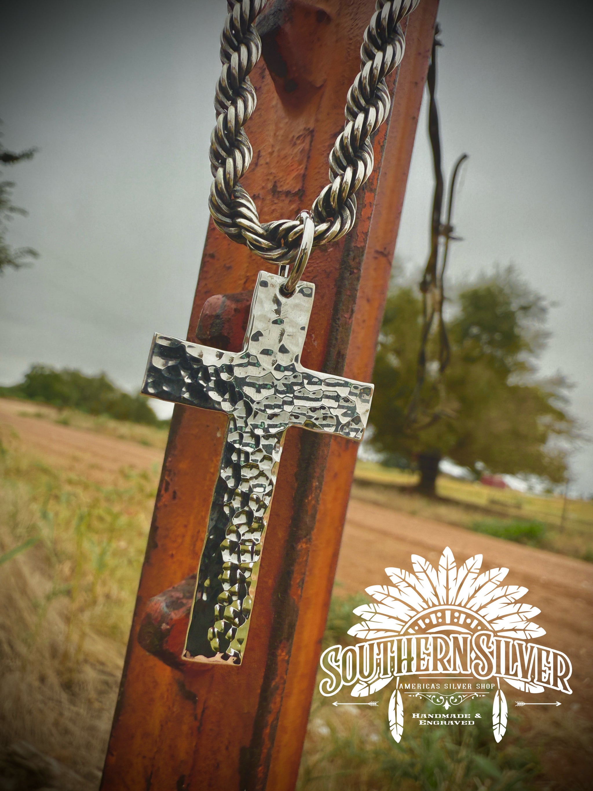 Hammered Silver Cross – Southern Silver Company