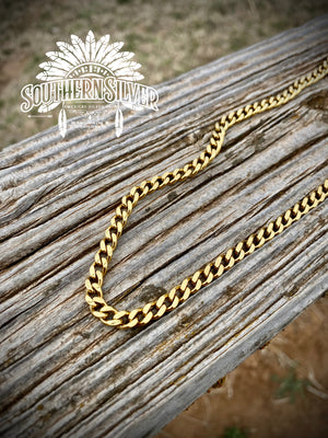 Gold Diamond Cut Curb Chain